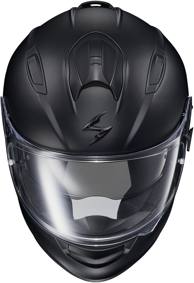 ScorpionEXO Ryzer Full Face Motorcycle Helmet with Pinlock Ready Shield with Integrated Speaker Pockets DOT ECE Approved Solid (Matte Black - X-Large)