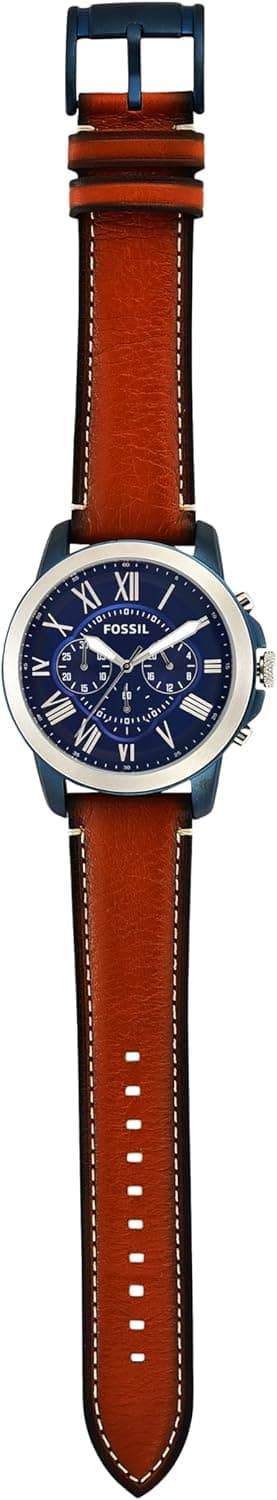 Fossil Men's Grant Quartz Stainless Steel and Leather Chronograph Watch
