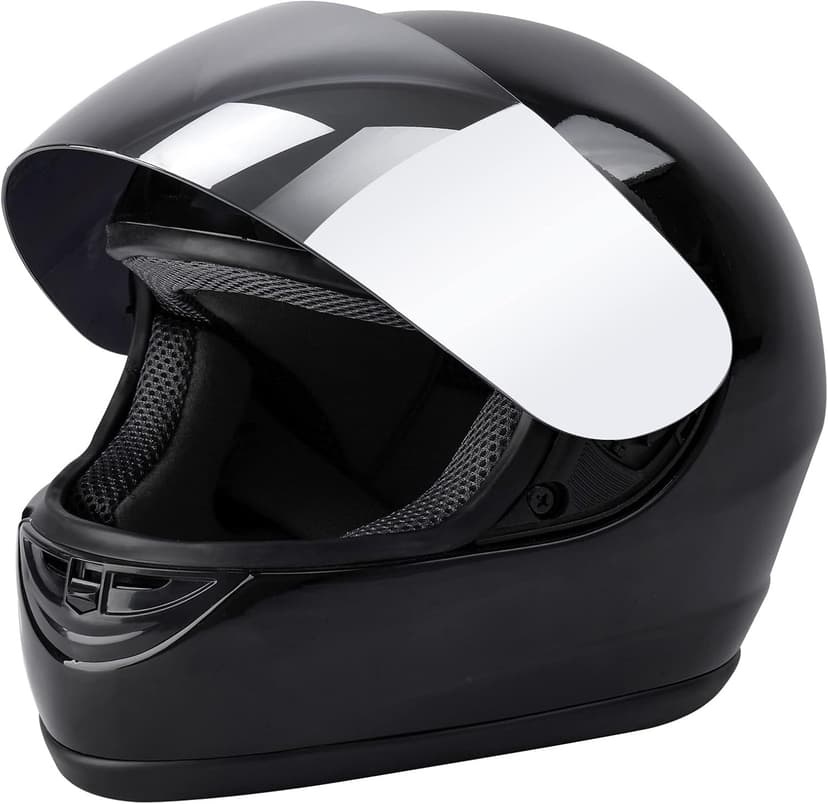 SLMOTO DOT Approved Motorcycle Helmet Hot Gloss Black Full Face Mirror Visor Sun Shield Street Helmet