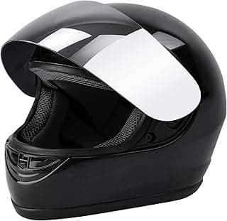 SLMOTO DOT Approved Motorcycle Helmet Hot Gloss Black Full Face Mirror Visor Sun Shield Street Helmet