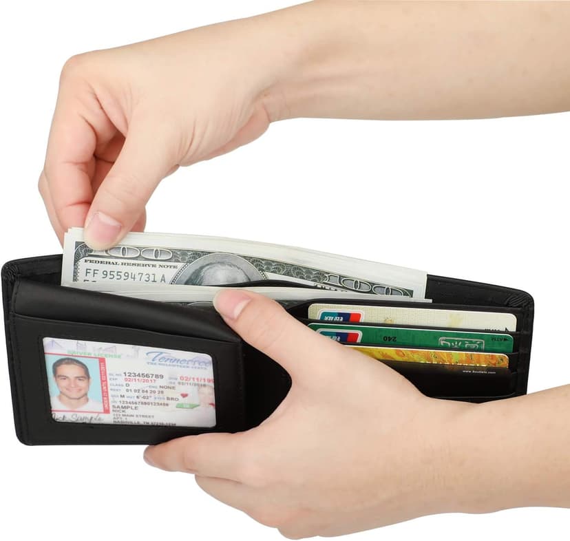 HIMI Wallet for Men-Genuine Leather RFID Blocking Bifold Stylish Wallet With 2 ID Window