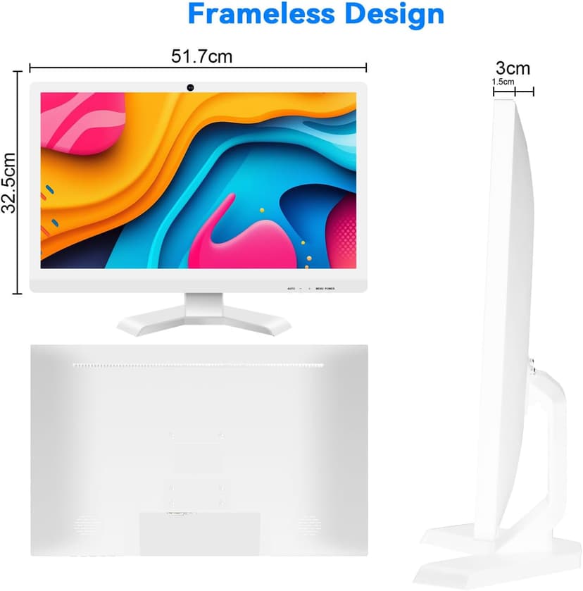 22 inch Touch Screen Monitor with Webcam FHD 1920x1080P Computer Monitor FreeSync HDR HDMI Ports Eye Care Frameless VESA Mount