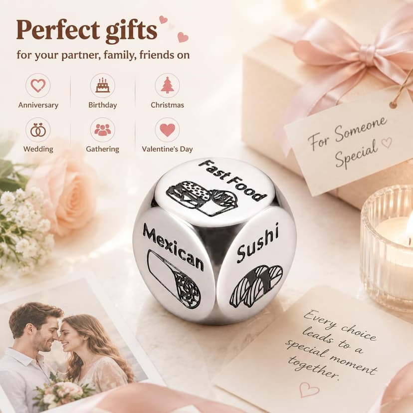 Him Her Couple Gifts for Boyfriend Girlfriend Food Decider 11th Anniversary Steel Date Night Gifts for Husband Wife for Wedding Christmas Valentines Birthday for Women Men