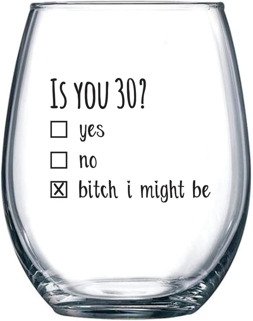Gelid 30th Birthday Gifts for Women and Men Wine Glass - Funny Is You 30 Gift Idea for Husband Wife Boyfriend Girlfriend – Thirty Year Old Party Supplies Decorations for Best Friend Him Her - 15 oz