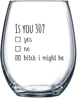 Gelid 30th Birthday Gifts for Women and Men Wine Glass - Funny Is You 30 Gift Idea for Husband Wife Boyfriend Girlfriend – Thirty Year Old Party Supplies Decorations for Best Friend Him Her - 15 oz