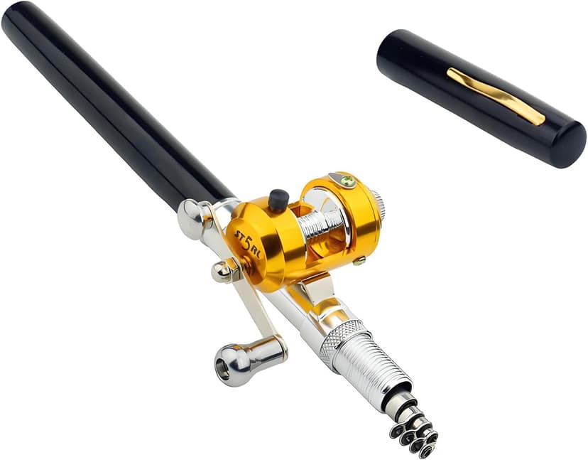 Portable Pocket Mini Pen Fishing Rod and Reel Combos, Small Telescopic 38inches Fishing Pole with Reel Line Bait Hook, for River, Lake, Ice Fishing Etc