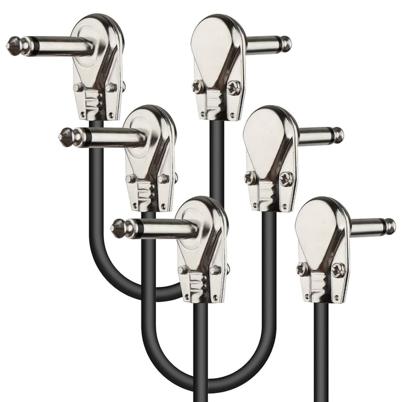 karmiero 3Pcs Guitar Patch Cables, 6'' Guitar Pedal Cables with Metal Right Angle Plug, Premium Pedals Board Patch Cable for Amp/Amplifier, Mixer, Electric Bass