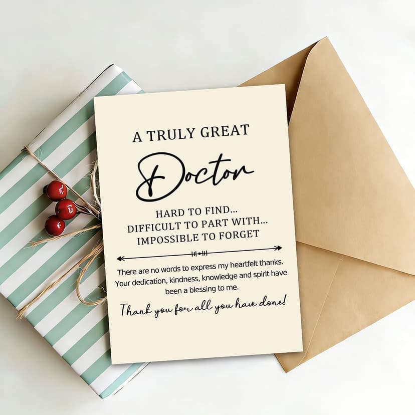 Doctor Thank You Card, Doctor Appreciation Card, Thank You Gift for Doctor with Kraft Envelope and Gold Seal Sticker B0GKYR628V