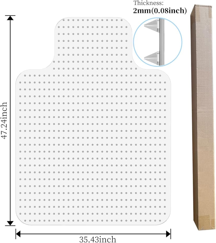 Tonaus Office Chair Mat for Carpet, 48"×36" Desk Chair Mat T-Shape Carpet Protector Mat for Office Chair, Transparent 2.2mm Thick T-Shape Floor Protection with Non-Slip Studded