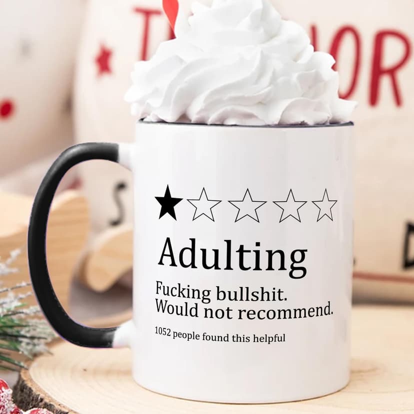 Funny Gifts for Age Ceremony, Hilarious Being an Adult Would Not Recommend Coffee Mug,Birthday Christmas Gifts for 18 Years Old Grown-Up Tea Cup 11 OZ B0DNJHSK26