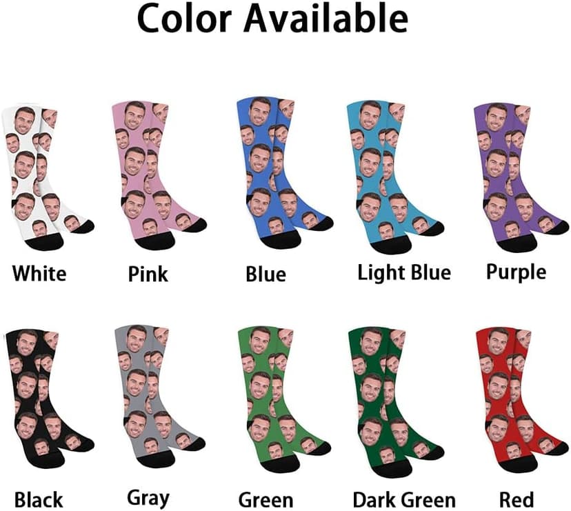 TinyName Custom Socks with Faces Personalized Face Sock with Text Customized Funny Socks for Men and Women