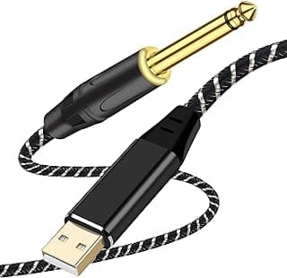 NCGGY USB Guitar Cable, Guitar 1/4 Inch TS Male to Computer USB Interface Cable Adapter for Instruments Recording Singing,Premium Nylon Braided Guitar Cord,Length 6.6FT