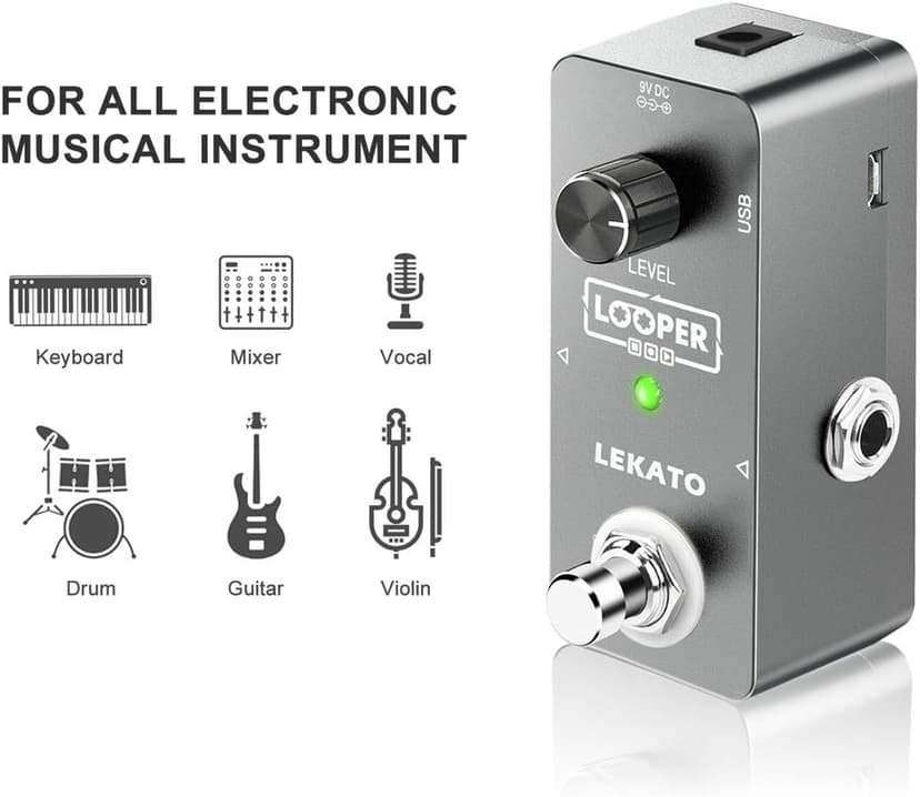 LEKATO Guitar Looper Effect Pedal Loop Pedal 5 Minutes Looping Time Looper Pedal ONE Looper Unlimited Overdubs