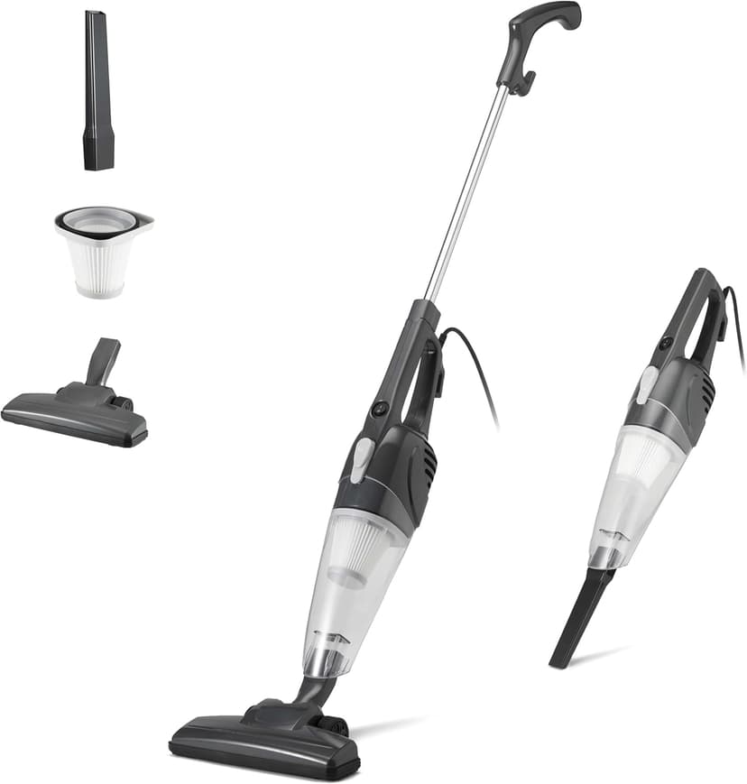 Amazon Basics 2-in-1 Corded Stick Vacuum Cleaner, Convertible to Handheld, Lightweight (3.9 LBS), with Washable HEPA Filter, Crevice Tools, 0.5L Dust Cup, 19.7-Ft Cord, 300W, Black