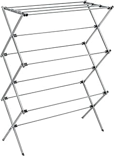 Honey-Can-Do Collapsible Laundry Drying Rack, Sturdy Steel, Foldable & Portable Clothes Drying Rack, Space-Saving Design, Indoor & Outdoor Drying, Ideal for Laundry Room 50lb Capacity, Silver