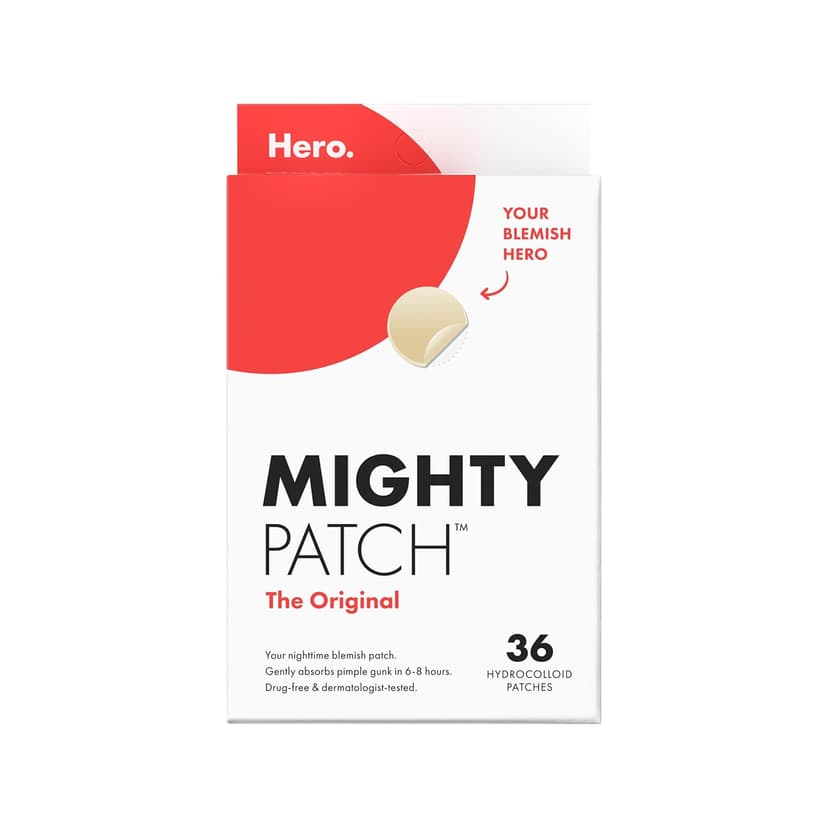 #1 Hydrocolloid Acne Patches, Shrinking Zits & Whiteheads in 1 Use, Spot Treatment, Pimple Stickers for Face Mighty Patch Hero Cosmetics Original Nighttime Acne Pimple Patches, 36 Ct B074PVTPBW