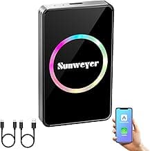 Sunweyer Wireless CarPlay Adapter Car Streaming Device Ai Box Support Netflix, YouTube, Hulu, Disney+, Android Auto Wireless Adapter with LED Ambient Light, Easy to Setup 3 in 1, Dual WiFi Bluetooth