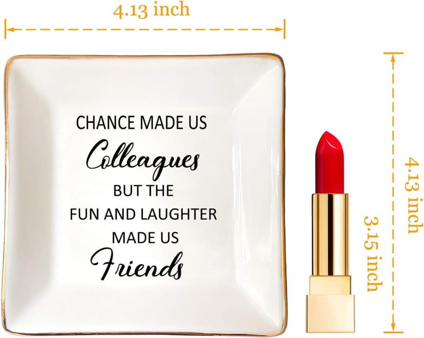 HOME SMILE Colleague to Friend Gifts for Women Jewelry Tray- Retirement Leaving Farewell Appreciation Birthday Christmas-Chance Made Us Colleagues,But The Fun and Laughter We Share Made Us Friends B08DLMDMYG