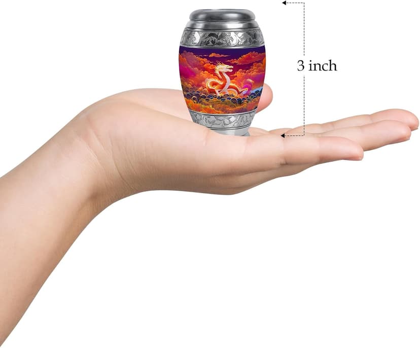 Orange Dragon Keepsake Funeral Urns for Adult Ashes Men, Purple Memorials & Funerary Urn for Ashes, Burial Gift for Loss of Husband, Decorative Cremains Ash Holder, 3 Inch B0FFZ9LZG6