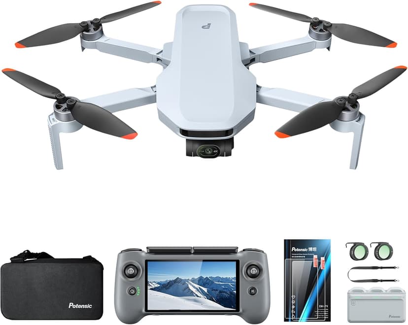 Potensic ATOM 2 Fly More Combo with RC PTD 1, Drone with Camera 4K, 8K Photo, 10KM Transmission, 96 Mins Flight, 3-Axis Gimbal, AI Track, Vertical Shooting, ND CPL Filter, RC Strap, Screen Protector