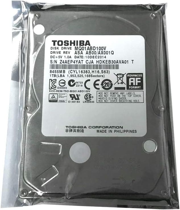 Toshiba 1TB 5400RPM 8MB Cache SATA 3.0Gb/s 2.5 inch Notebook Hard Drive (MQ01ABD100V) - 1 Year Warranty,Usb