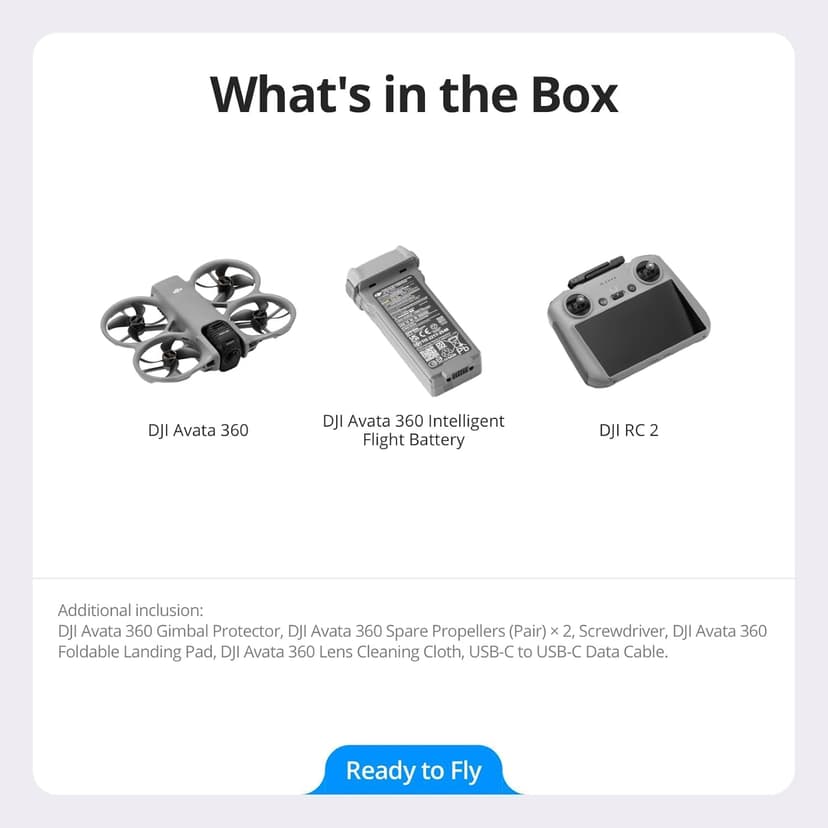DJI Avata 360 (RC 2), 360° Drone With 1-Inch 8K 360° Imaging for FPV & Aerial Filming, 360° Camera Drone With Propeller Guard. Includes RC 2 With a Built-In Screen for Precise Control, 1 year NYC Care Plan and more