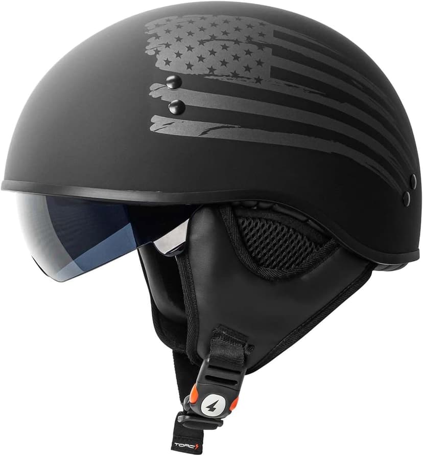 TORC T59/ Sundowner Motorcycle Half Helmet with Magnetic Buckle DOT Approved