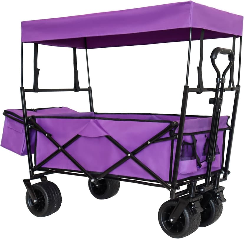 480Lbs Collapsible Wagon with Canopy Steel Large Capacity Camping, Shopping, Sports, Garden Outdoor-Ready