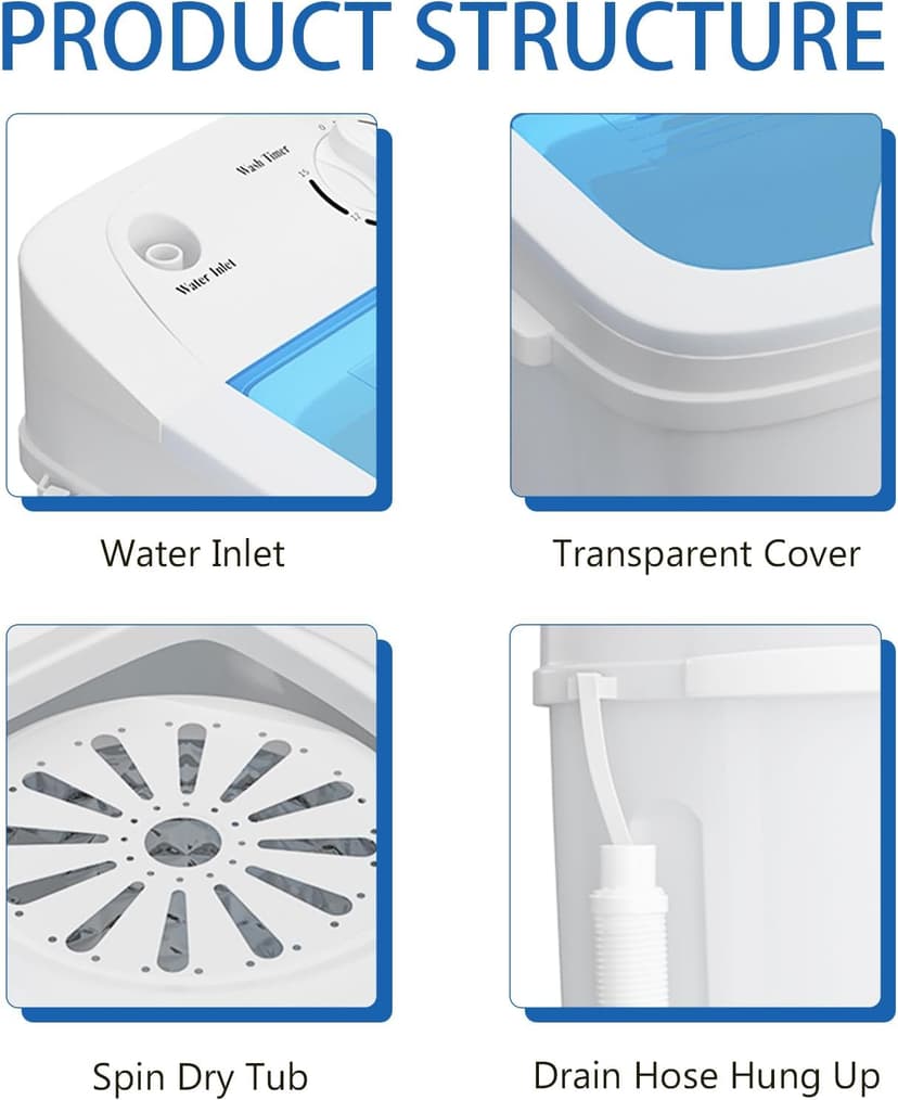 DOGHLY Portable Washer and Dryer Combo Set, 32 lbs Portable Clothes Dryers, 5 Drying Modes, 18 lbs Fully Automatic Washing Machine, Compact Washer and Dryer for Apartment, RV, Dorm