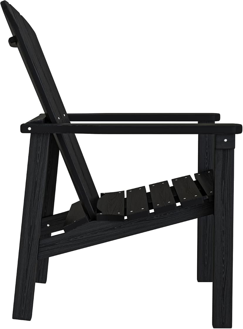 nevilywood Compact Stackable Adirondack Chairs Set of 4, 26.3" Wide HDPE Outdoor Patio Chairs - Durable, Space-Saving Design for Porch, Lawn or Garden, Black