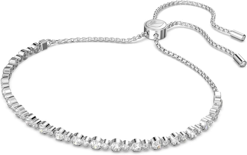 Swarovski Matrix Tennis Soft Bracelet, Round Cut Clear Crystals, Rhodium and Rose Gold-Tone Finishes