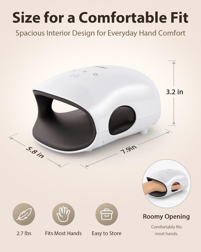 CINCOM Hand Massager - Cordless Hand Massager with Heat and Compression for Arthritis and Carpal Tunnel, Gifts for Women(White)