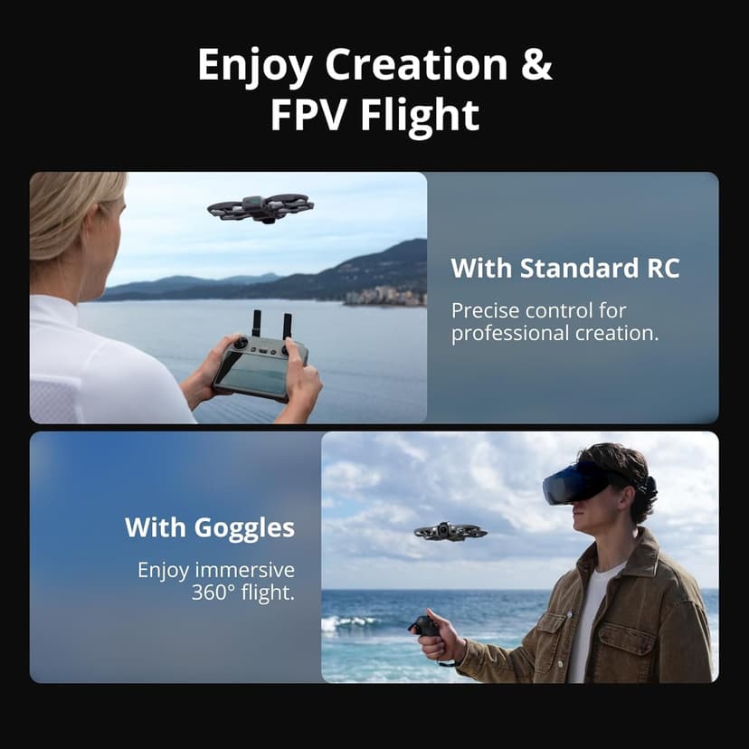DJI Avata 360 Fly More Combo (RC 2), 360° Drone With 1-Inch 8K 360° Imaging for FPV & Aerial Filming, 360° Camera Drone With Propeller Guard. Includes RC 2 for Precise Control and Three Batteries, 1 year NYC Care Plan and more
