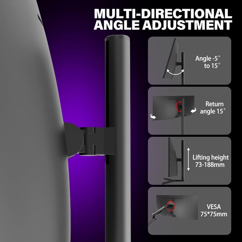 Gawfolk 34 Inch Ultrawide Curved Gaming Monitor, 1500R PC Screen UWQHD 3440x1440, 165hz Curved Computer Screen with FreeSync, Multi-Directional Adjustable Base