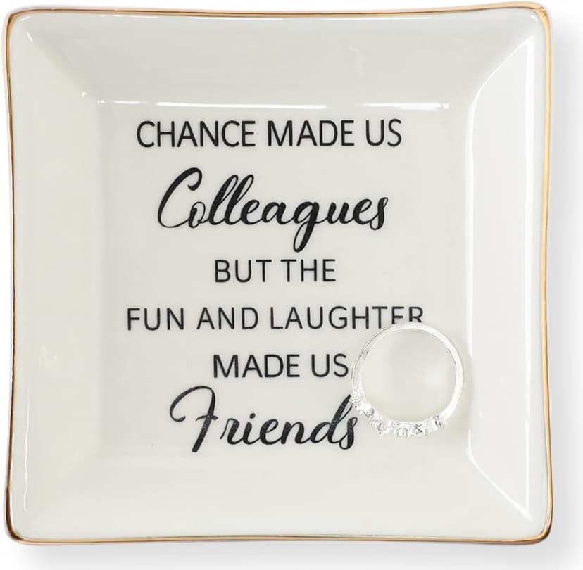HOME SMILE Colleague to Friend Gifts for Women Jewelry Tray- Retirement Leaving Farewell Appreciation Birthday Christmas-Chance Made Us Colleagues,But The Fun and Laughter We Share Made Us Friends B08DLMDMYG