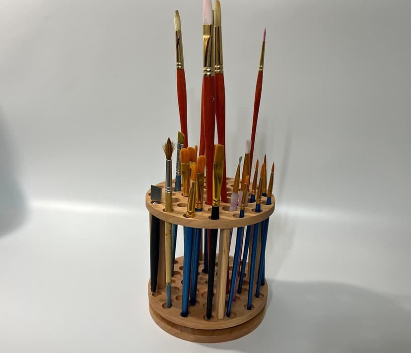 Rotating Paint Brush Holder - Handmade Paint Brush Holder Rotating Art Supply Organizer – Large Capacity Cherry Hardwood Brush Organizer for Desk, Arts and Crafts B0BTBF896Q