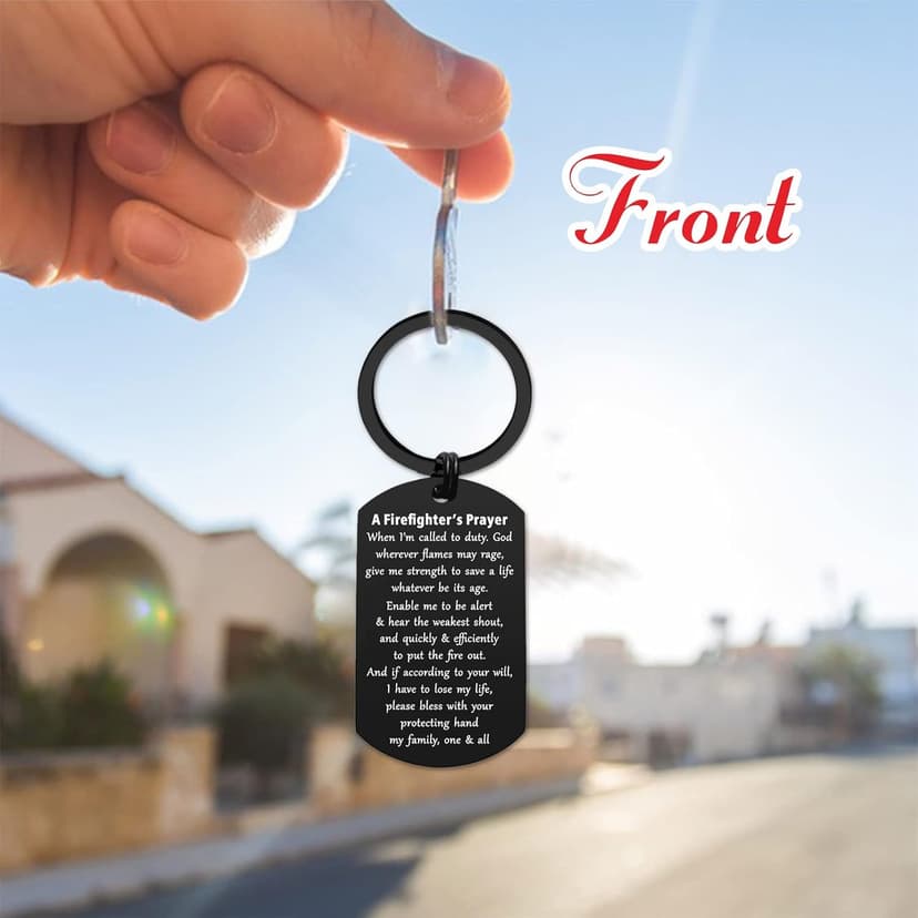 ENGZHI Firefighter Gifts for Men Fire Man Prayer Keychain- God Give Me Strength To Save A Life - Fire Fighter Gift Men