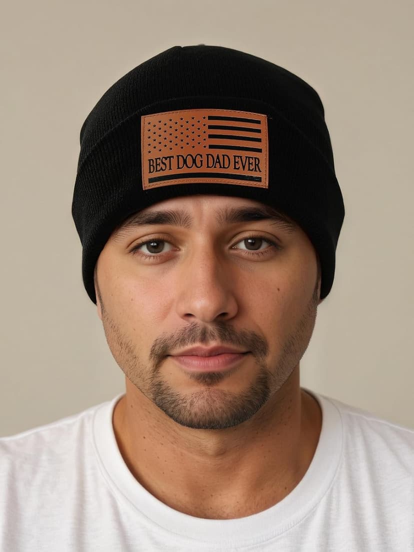 Best Dog Dad Ever Gifts American Flag Leather Animal Lovers Beanie Hat Christmas Stocking Stuffers Birthday Gifts