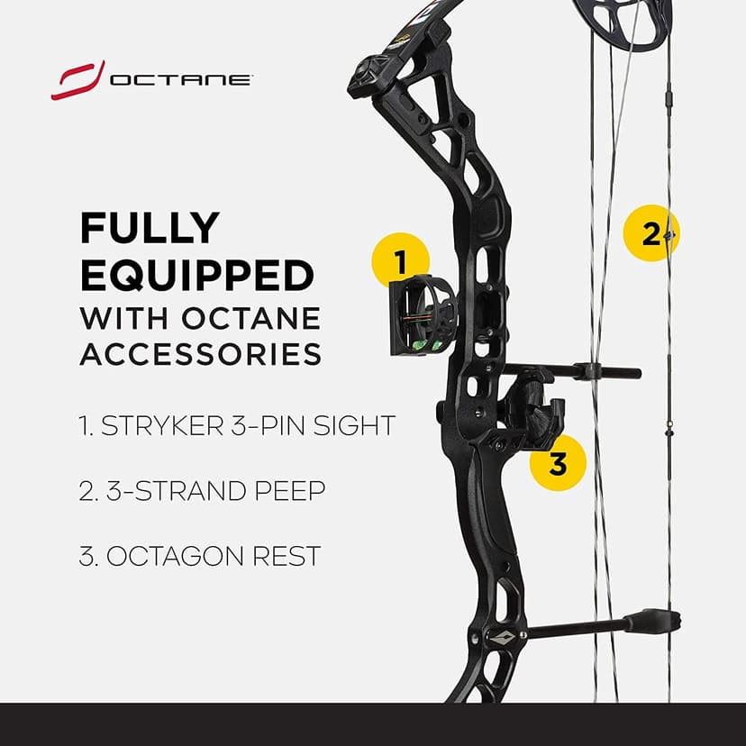 Diamond Archery Prism Fully Equipped Adjustable Durable Compound Bow, Right/Left Hand, 5-55 lbs Draw Weight, 295 FPS
