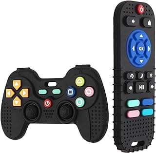 Hooku 2 Pack Silicone Teething Toys for Babies 0-6 Months, Teethers for Babies 6-12 Months, Remote Teether for Baby, Sensory Toys for Babies, Baby Chew Toys KLW8808