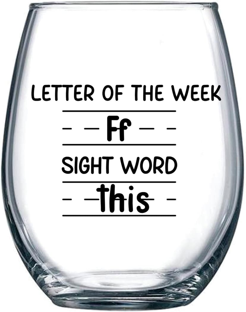 Sight Words 15 oz Wine Glass - Teacher Appreciation Gifts - Best New Teacher Gift Idea for Women, Funny Back to School Present from Students, Thank you Gifts for Coworker Retirement Birthday Christmas