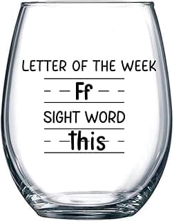 Sight Words 15 oz Wine Glass - Teacher Appreciation Gifts - Best New Teacher Gift Idea for Women, Funny Back to School Present from Students, Thank you Gifts for Coworker Retirement Birthday Christmas