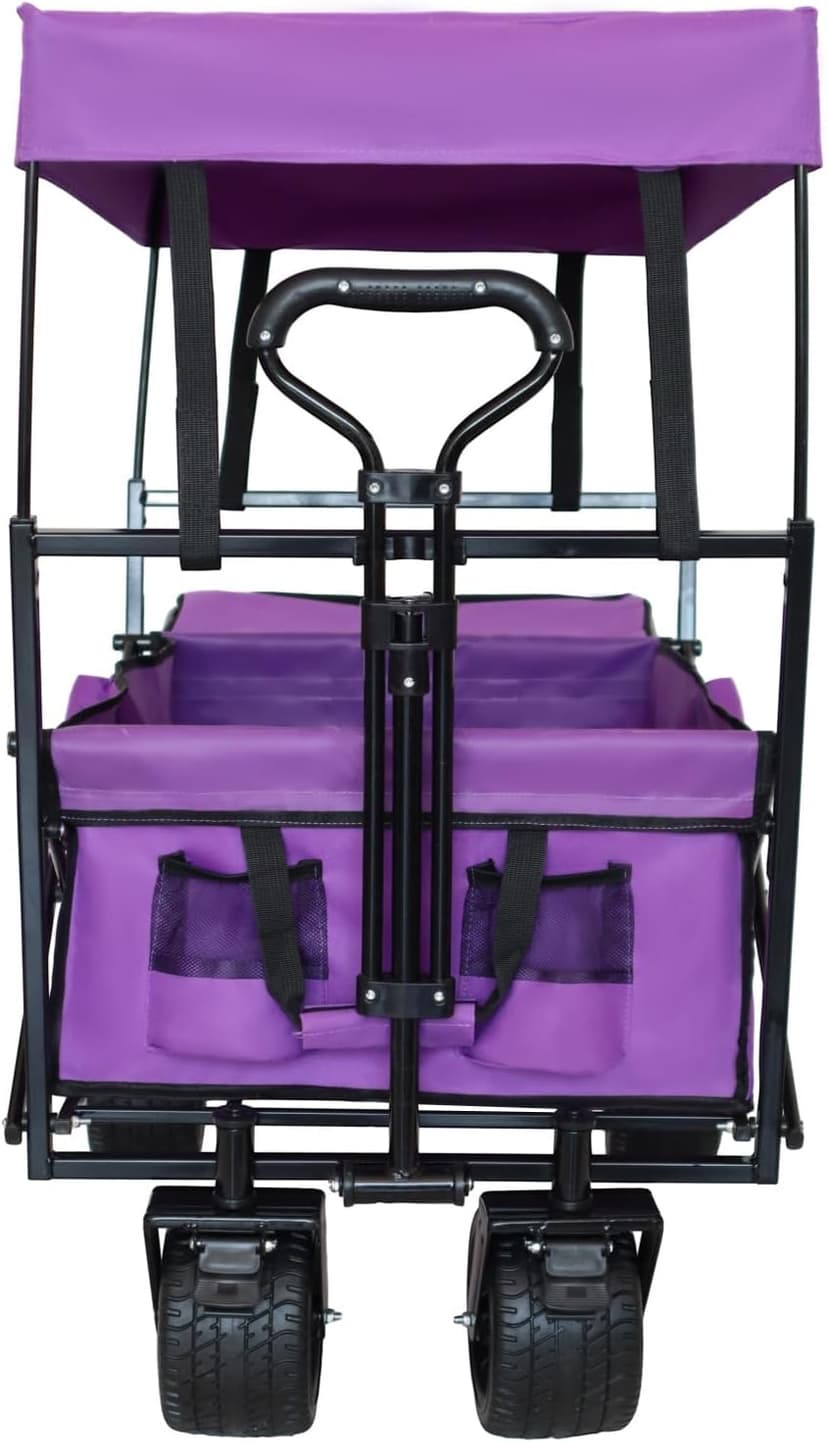 480Lbs Collapsible Wagon with Canopy Steel Large Capacity Camping, Shopping, Sports, Garden Outdoor-Ready