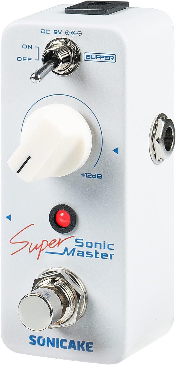 SONICAKE Clean Boost Pedal with Buffer and +12dB Gain, Mini Pure Boost Guitar Bass Effects Pedal - Sonic Super Master