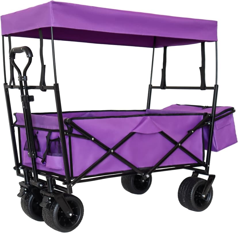 480Lbs Collapsible Wagon with Canopy Steel Large Capacity Camping, Shopping, Sports, Garden Outdoor-Ready