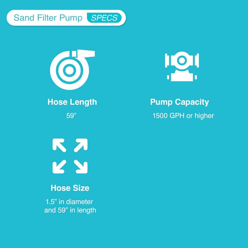 INTEX 3000 GPH Above Ground Swimming Pool Sand Filter Pump with Automatic Timer with 2 Pack of 1.5" Diameter 1500 GPH Pump Replacement 59" Hoses