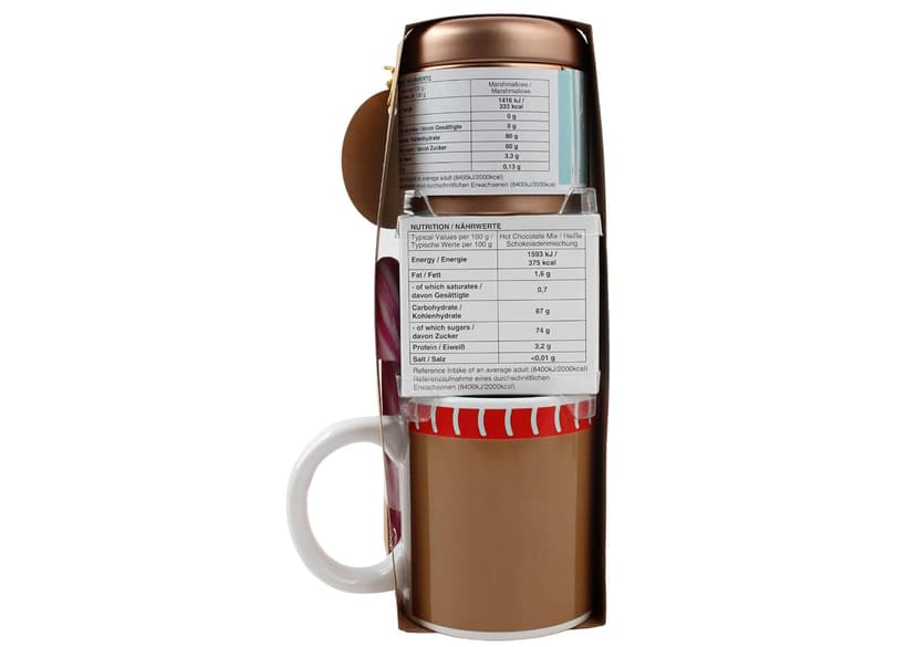 Hot Chocolate Gift Set With Reindeer Mug - Sachets, Mini Marshmallows, Candy Canes and Socks Included