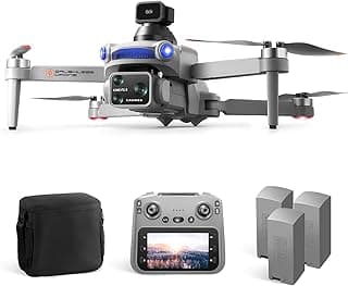 S119 4K Drone with Camera for Adults & Outdoor Aerial Photography, GPS Auto Return, Obstacle Avoidance, Brushless Motor, 5G Screen Remote, 3 Batteries 75 Min Long Flight, Dual Camera 120° Wide-Angle, 2000M Range, 120M Altitude, 120° Wide-Angle FPV Quadcopter (Gray)