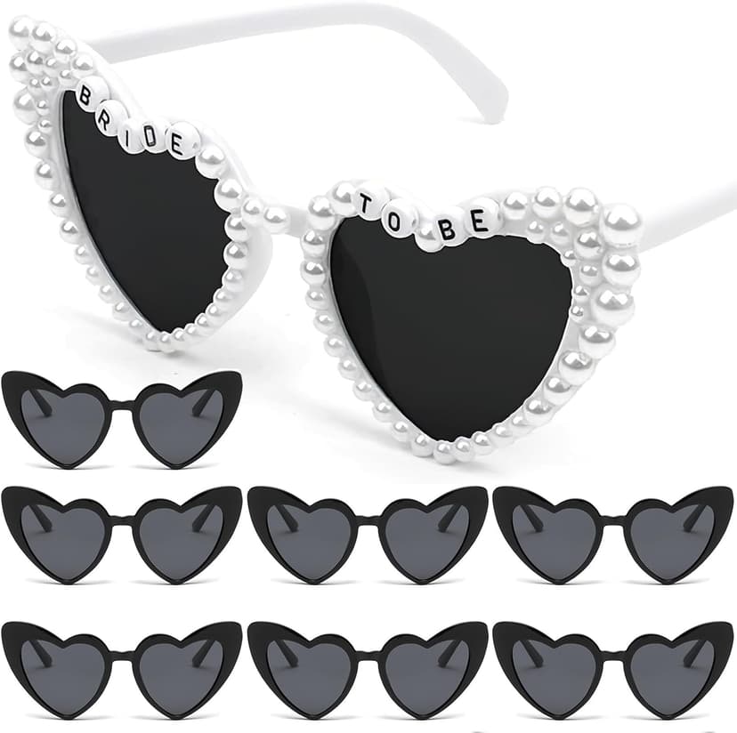 Bride Sunglasses, Bachelorette Sunglasses, Bridal Party, Bachelorette Gifts for Bridesmaids, Bridal Shower Proposal Gifts Bride to Be Heart Sunglasses Bachelorette Party Favors, 8 Pack B0FKBR7994