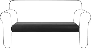 Yates Home PU Leather Couch Sofa Cushion Slipcover Water-Proof Elastic Chair RV Seat Covers Loveseat Sofa Furniture Protector Slip Cover for Settee Seater Replacement in Living Room(Sofa, Black)